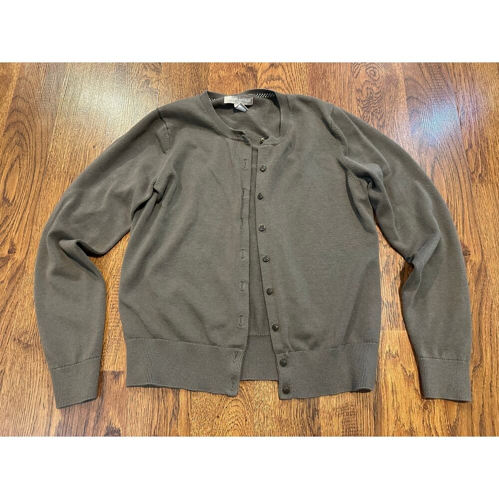 Banana Republic Button Down Cardigan Brown Gold Buttons Size Medium Casual